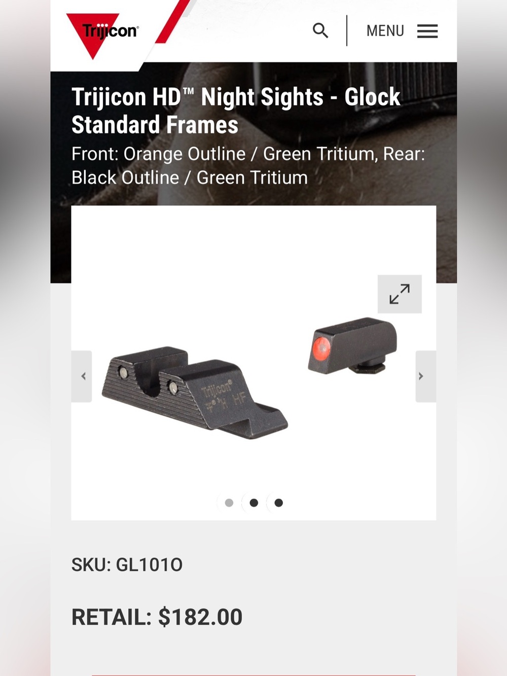 Trijicon HD Night Sights for Glock - Black with Orange/Green Tritium